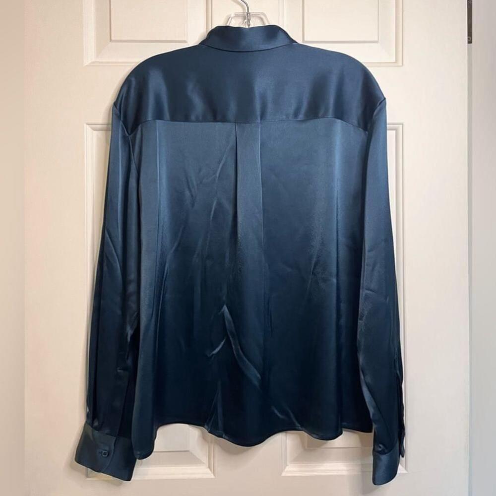 SOLD Aritzia Babaton Sable Herbage Green Satin Long Sleeve Button-down Shirt S - Picture 10 of 15